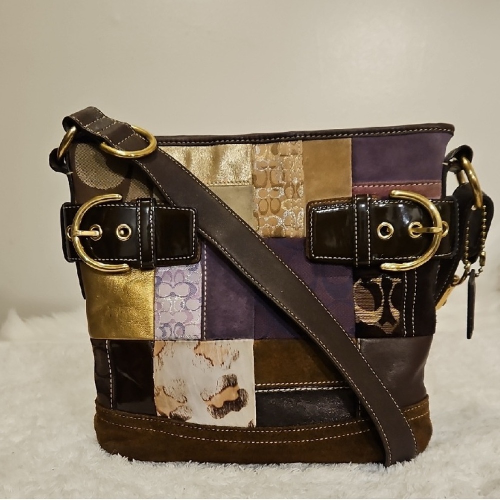 Coach Holiday Patchwork Handbag/ Shoulder Bag. Li… - image 1